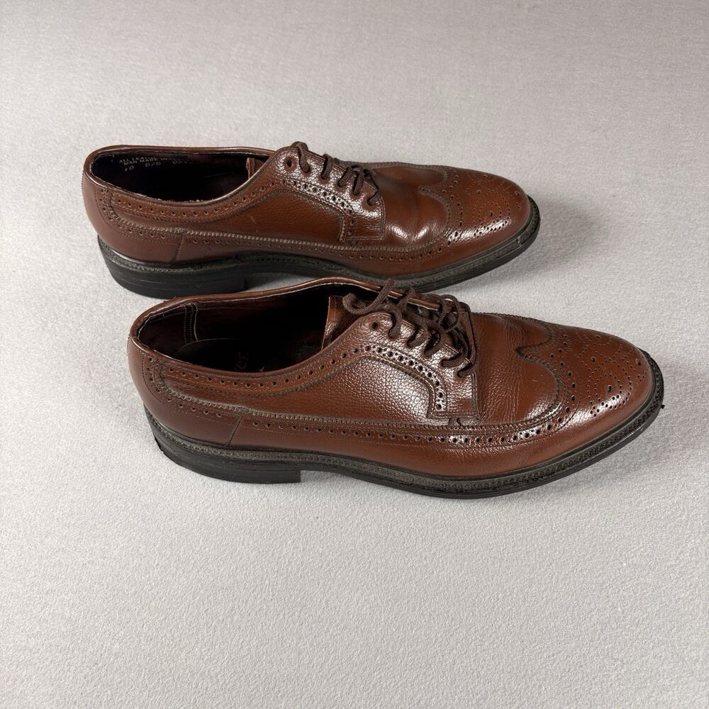 Vintage Hanover Made in USA Men's Size 10 D Brown Leather Longwing Wingtip